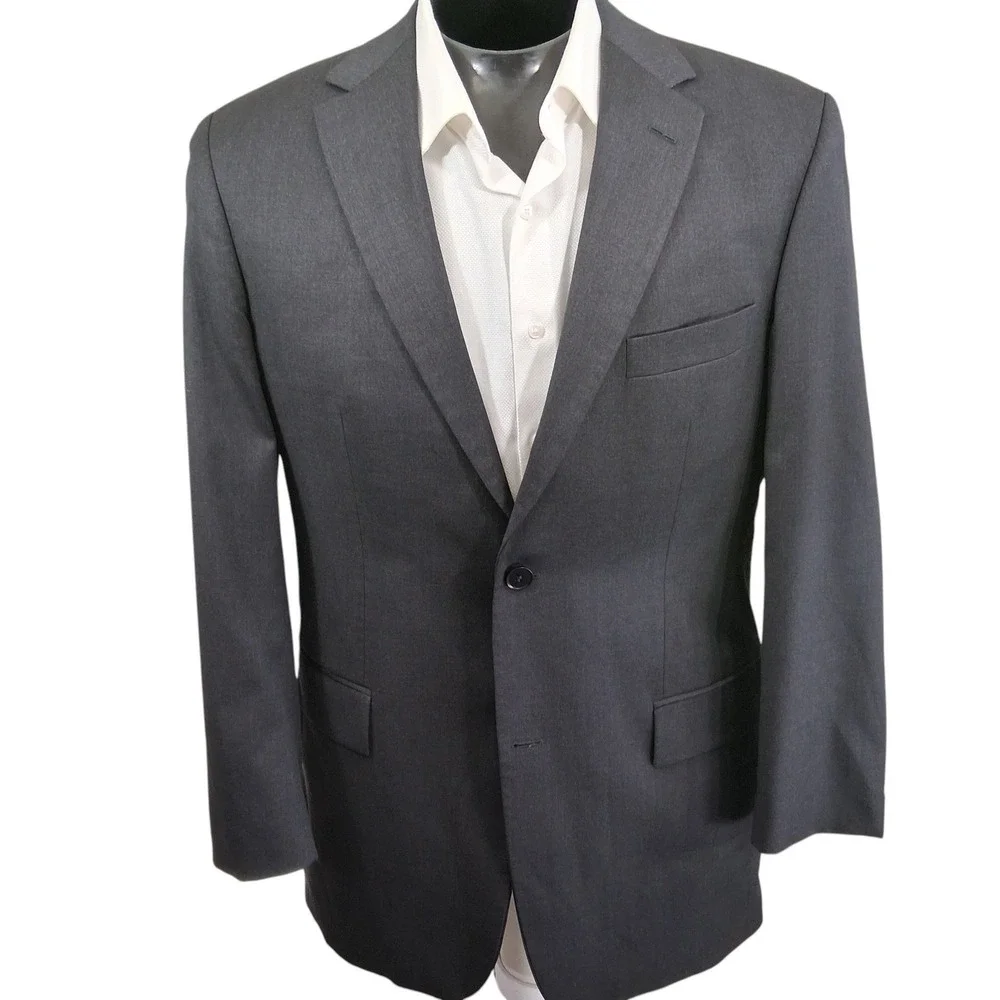 Hugo Boss Sport Coat Mens 40L Charcoal Gray Pasolini Super 100s Wool Double Vent